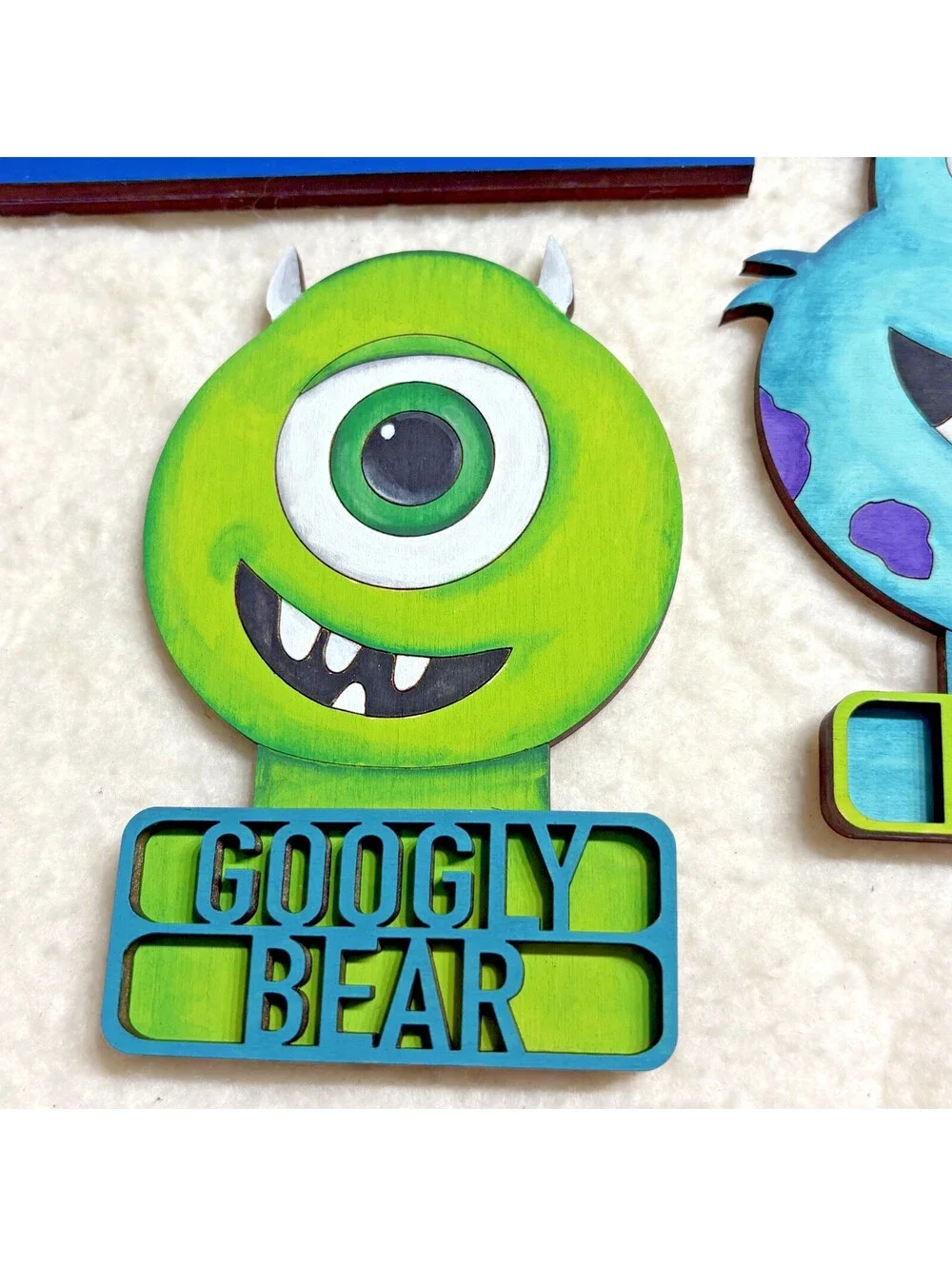 lot of 6 Pcs Monsters Inc Tiered Tray Decor Set Wooden Signs - hand painted OOAK